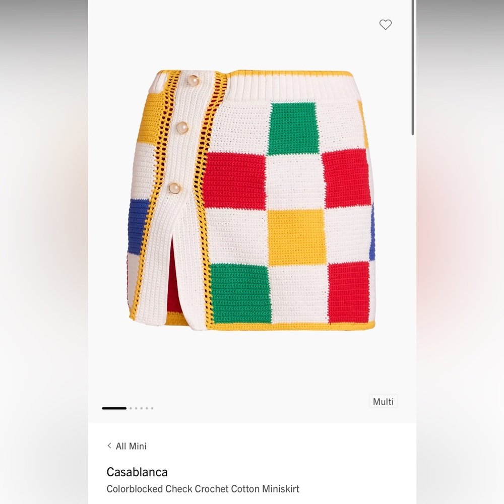 Casablanca
Colorblocked Check Crochet Cotton Miniskirt